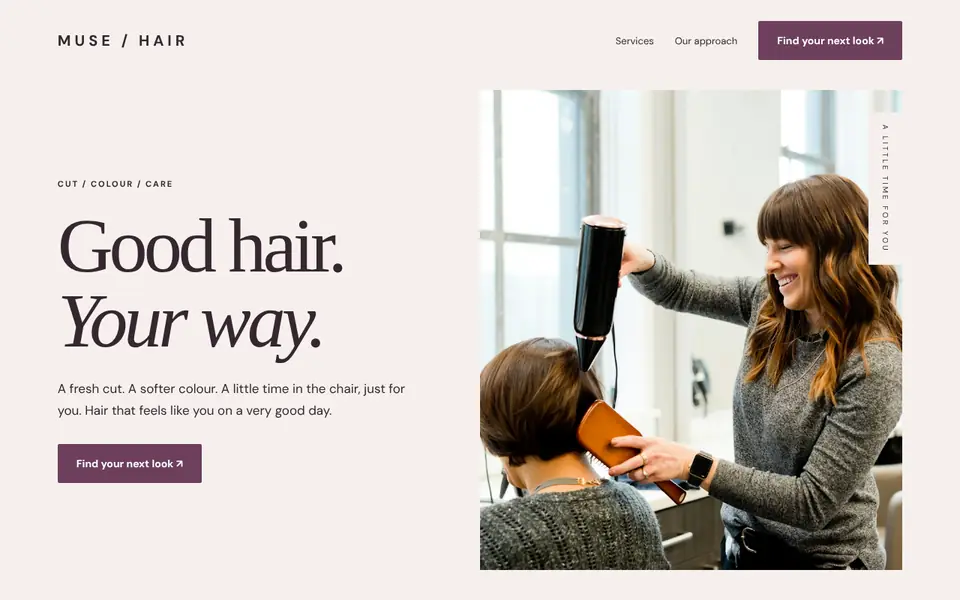 Muse hair salon example website